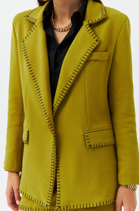 SEWING DETAILED BLAZER OIL GREEN WOMEN'S JACKET