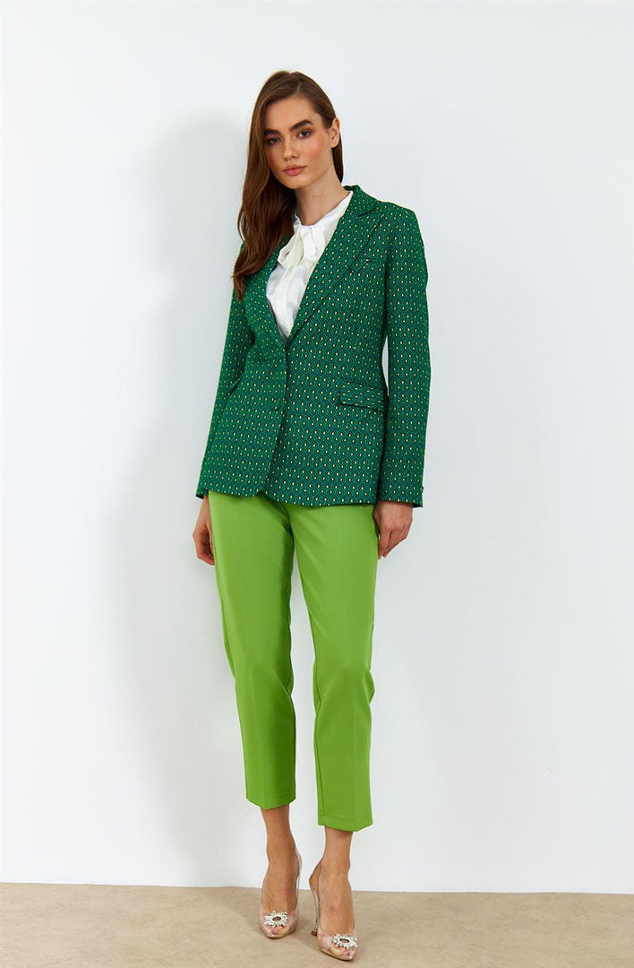 BUTTON DETAILED BLAZER GREEN WOMEN'S JACKET