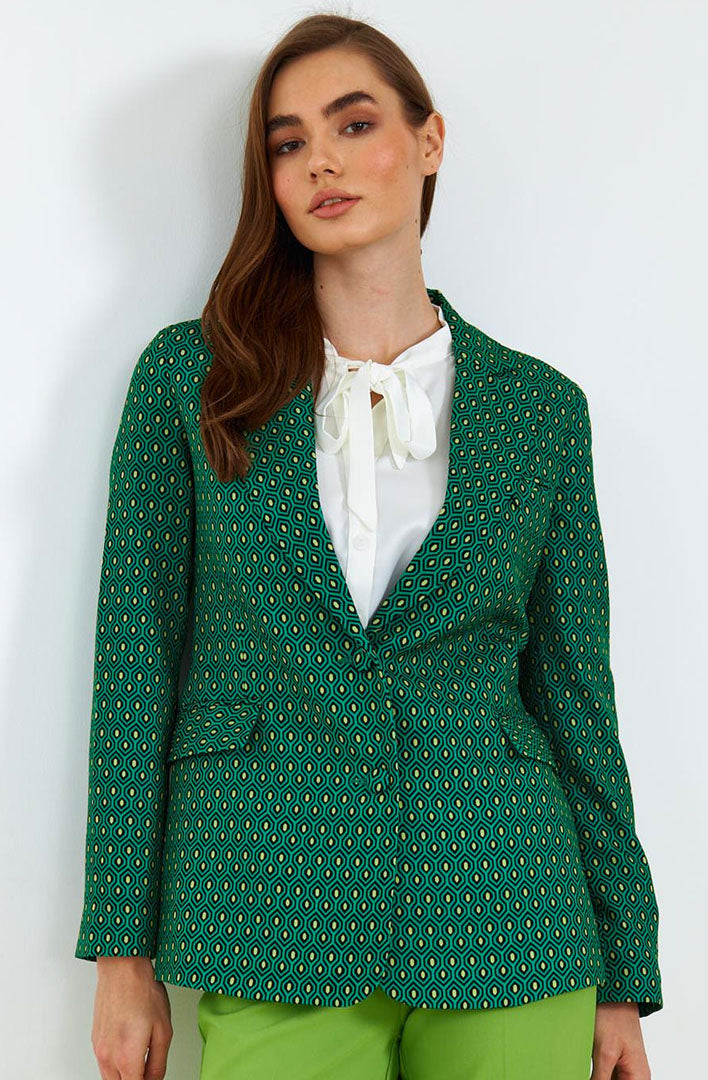 BUTTON DETAILED BLAZER GREEN WOMEN'S JACKET