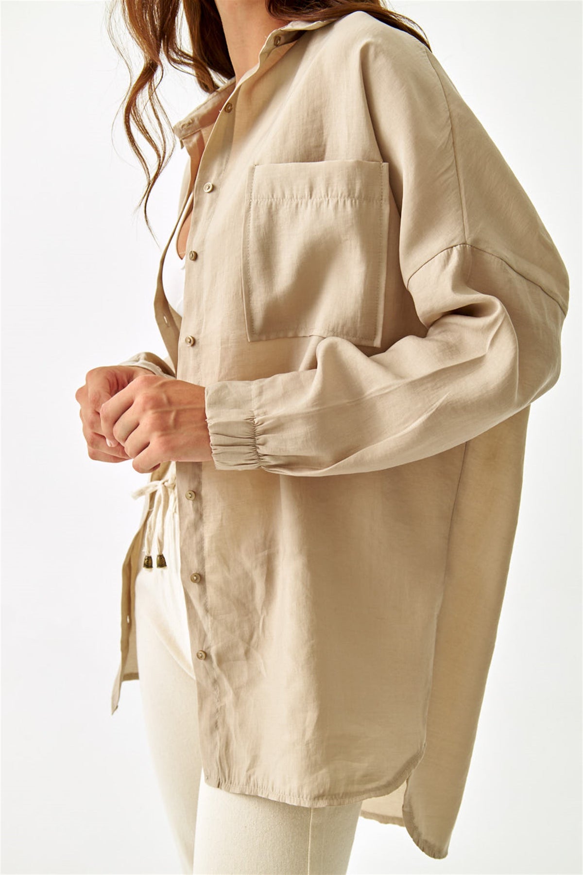 LINEN BEIGE WOMEN'S SHIRT