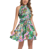 Women's Short Belted Green Dress