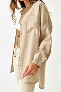 LINEN BEIGE WOMEN'S SHIRT