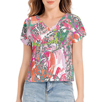 Women's Tshirt Sleeve V-Neck Top