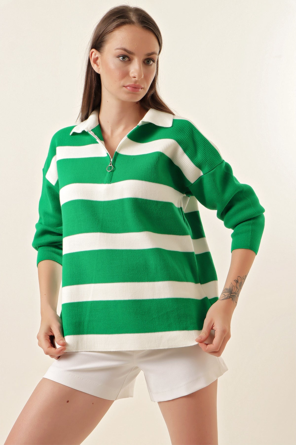 Striped Sweater Green