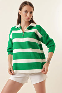 Striped Sweater Green