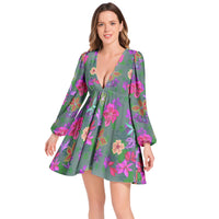 Women's long Sleeve V-Neck Botanic Dress