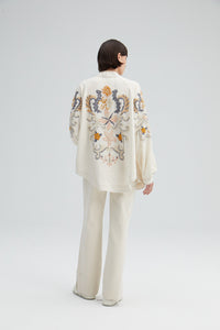 EMBROIDERED KIMONO JACKET BEIGE