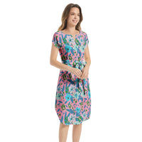 Women's Floral Pink Belted Dress