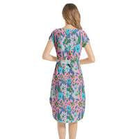 Women's Floral Pink Belted Dress