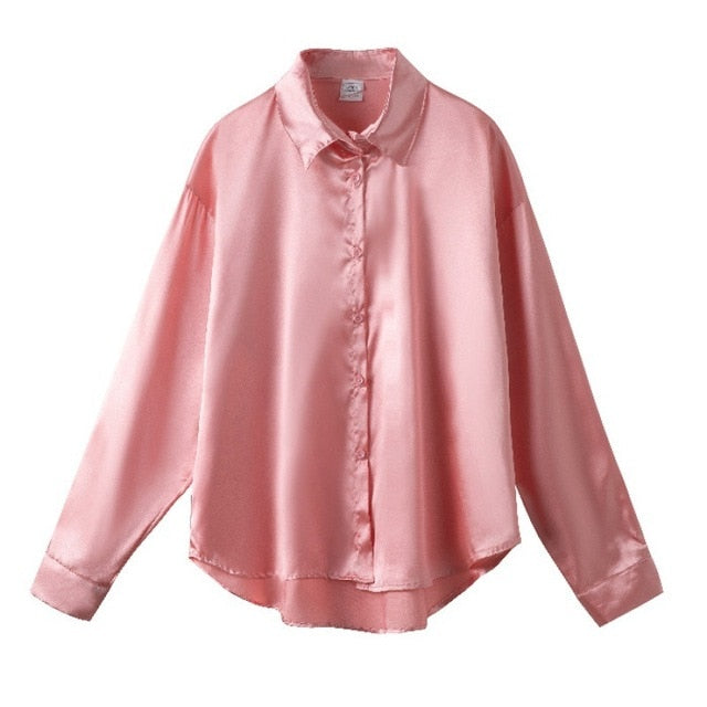 Women's Satin Silk Vintage Casual Blouse