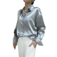 Women's Satin Silk Vintage Casual Blouse