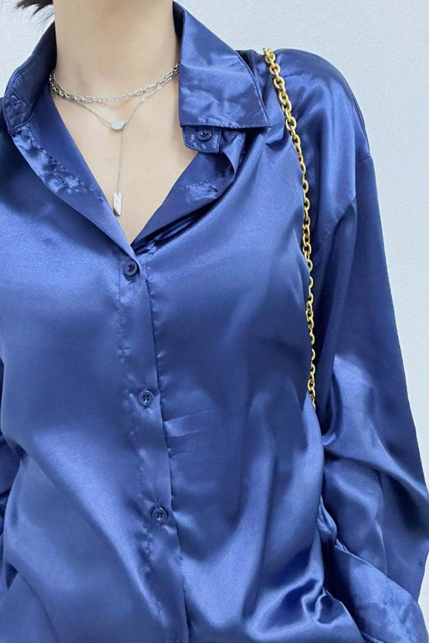 Women's Satin Silk Vintage Casual Blouse