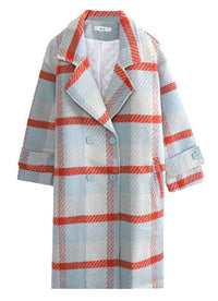 Women's Winter Lapel Plaid Overcoat