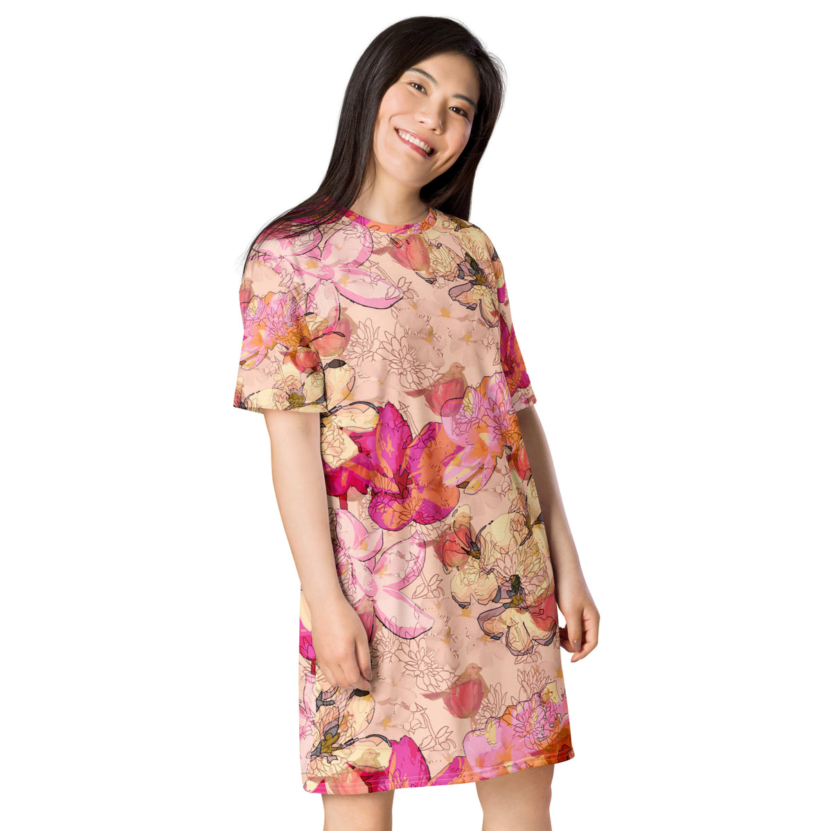 T-shirt Printed Pink Dress