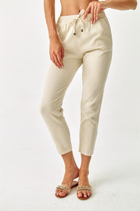 WOMEN'S BEIGE LINEN TROUSERS